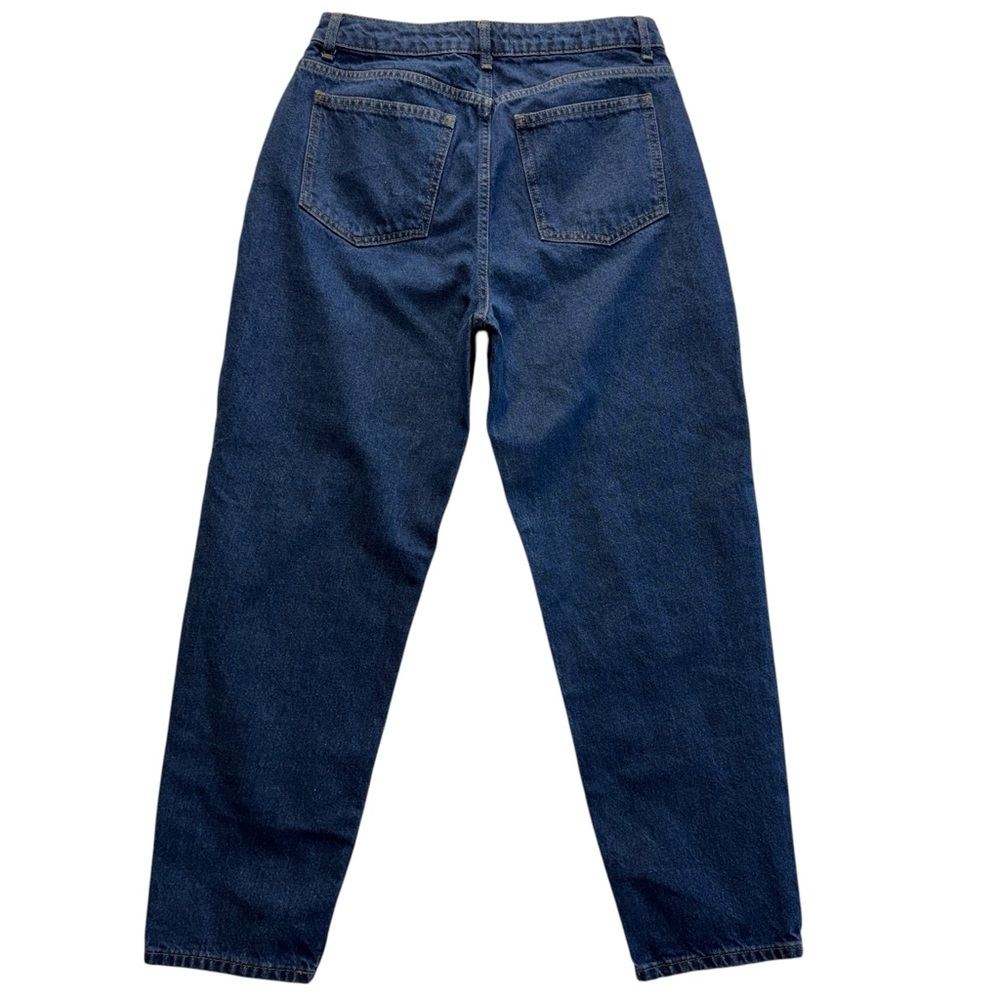 ASOS Dark Wash 100% Cotton High Rise Mom Jeans Size Petite 30/28‎ #198 - Picture 2 of 7